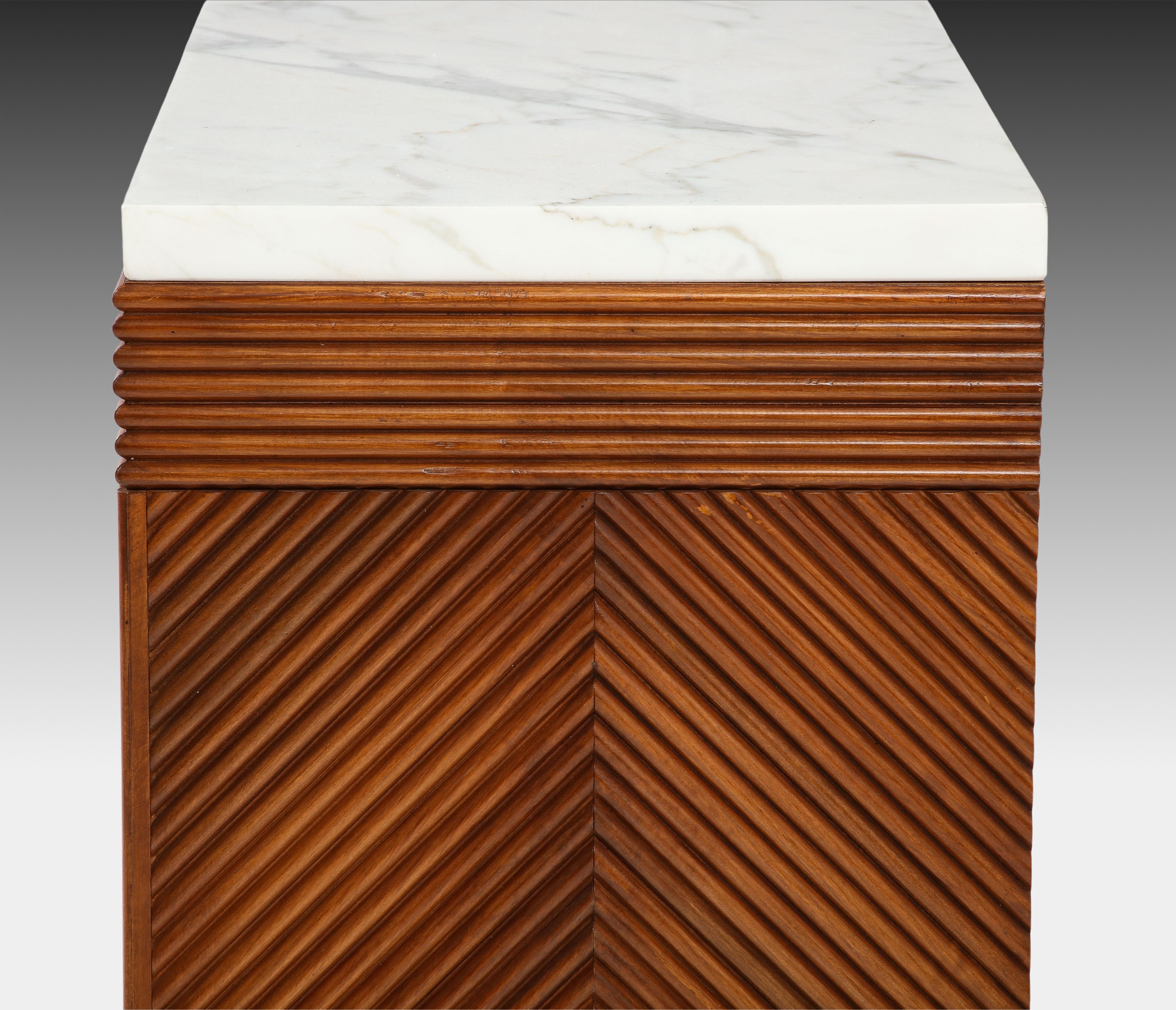 Contemporary Italian Cherry Wood and Carrara Marble Console For Sale 8