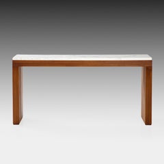 Console italienne contemporaine en bois de cerisier et marbre de Carrare