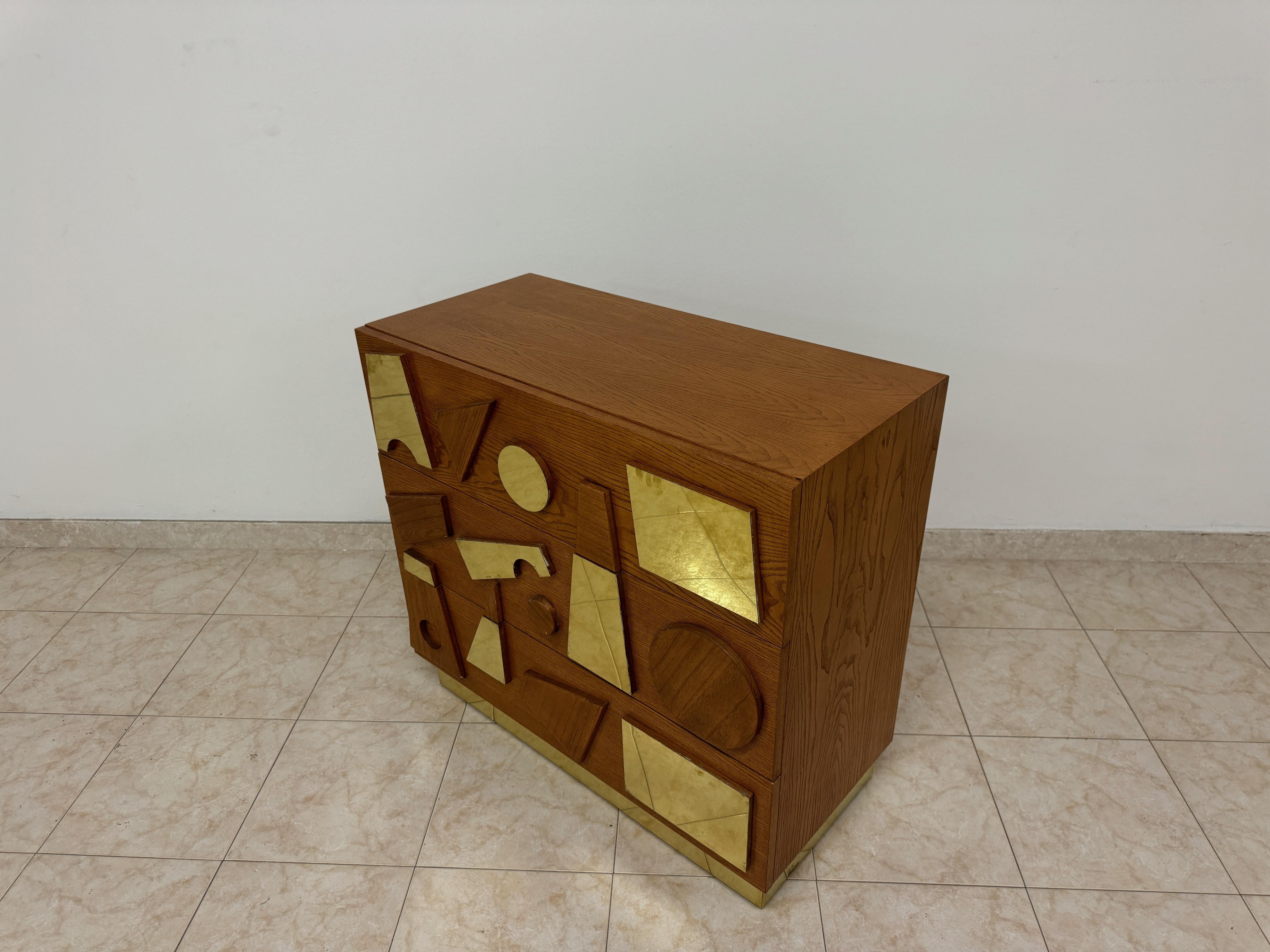 Contemporary Italian Chest of Drawers with Brass Details For Sale 2
