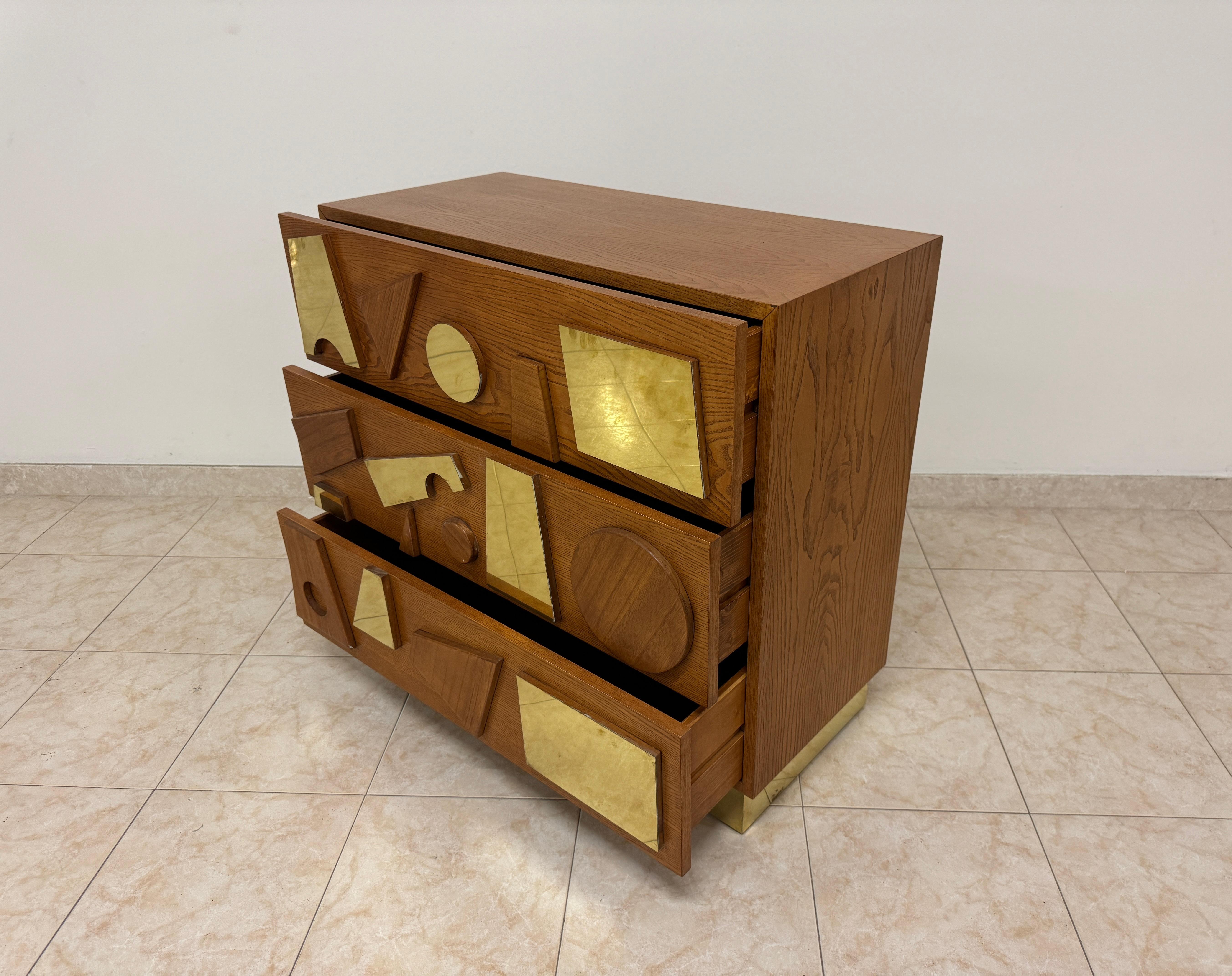 Contemporary Italian Chest of Drawers with Brass Details For Sale 5