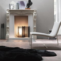 Fauteuil italien contemporain chromé plaqué avec cuir tissé complexe