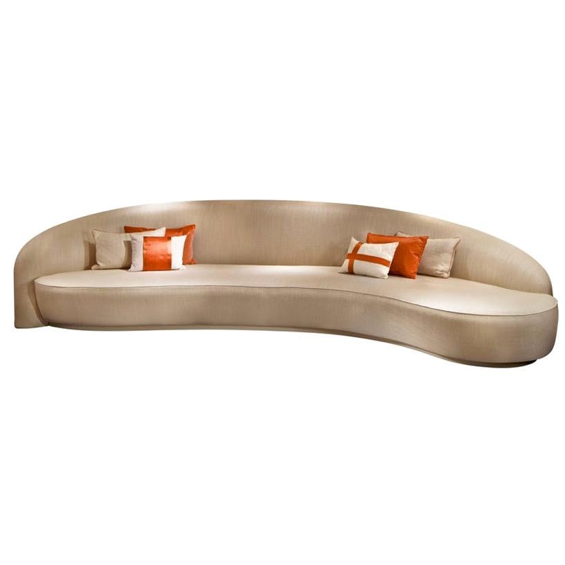 Contemporary Italian Crafted Sofa, Curved Shape in COM