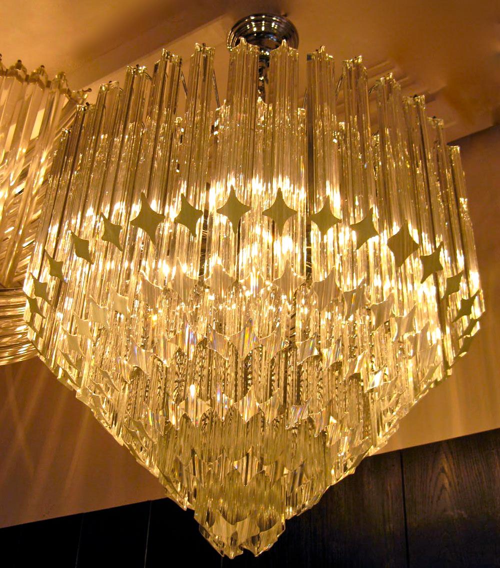 Lampadario 'Cake' in cristallo italiano di Murano con cornice dorata in vendita 2