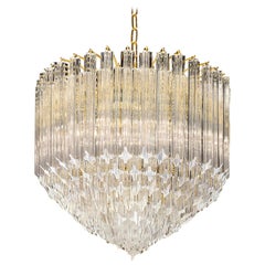 Contemporary Italian Crystal 'Cake' Chandelier with gold frame