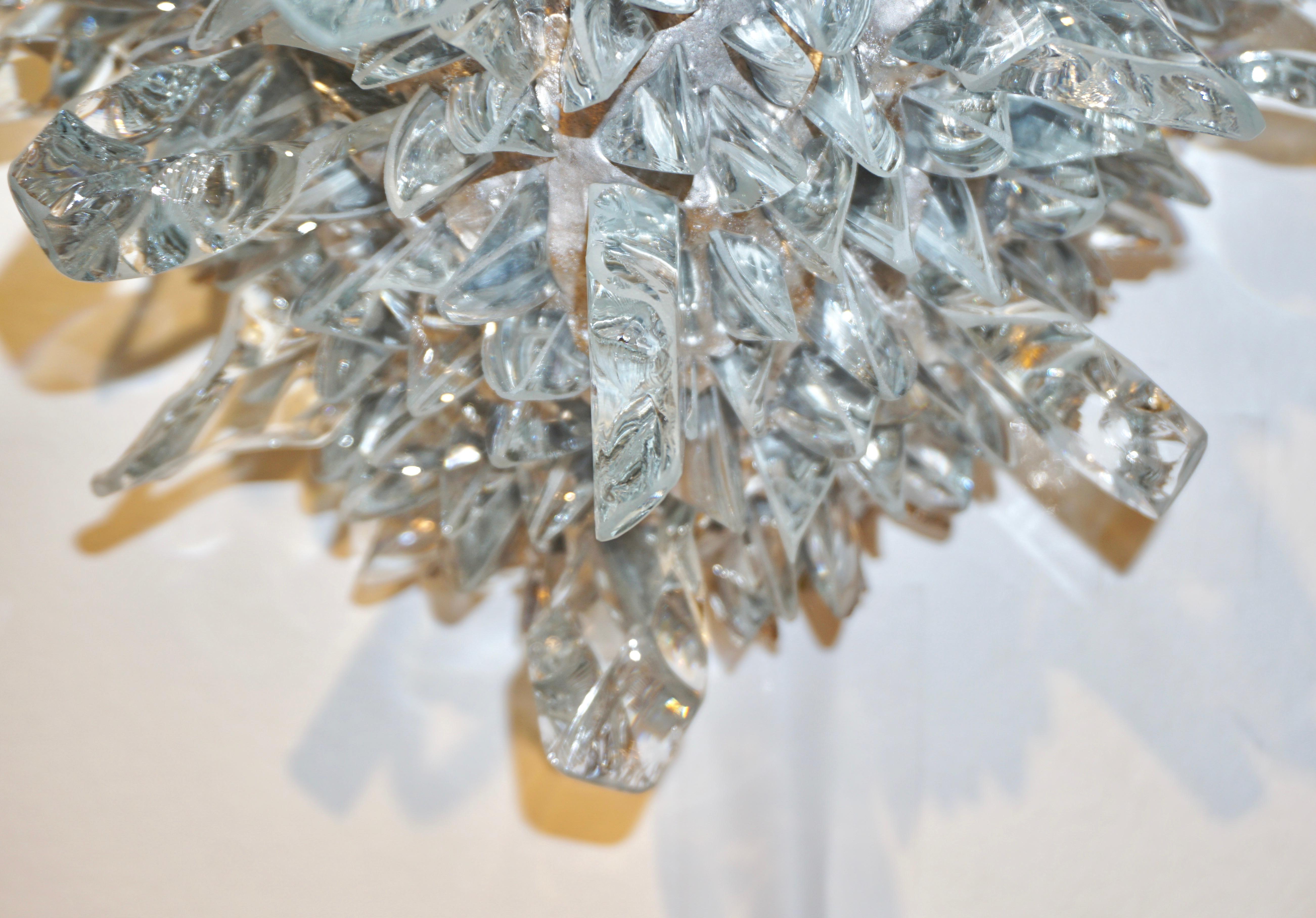 Zeitgenössische italienische Einbaubeleuchtung / Wandleuchte, Kristallklares Glas, Oval, Silber im Angebot 3