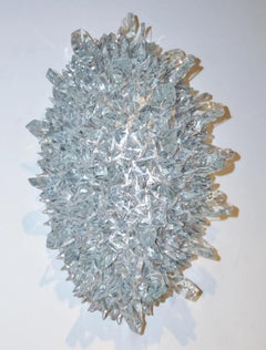 Contemporary Italian Crystal Clear Glass Oval Silver Flush Mount / Sconce