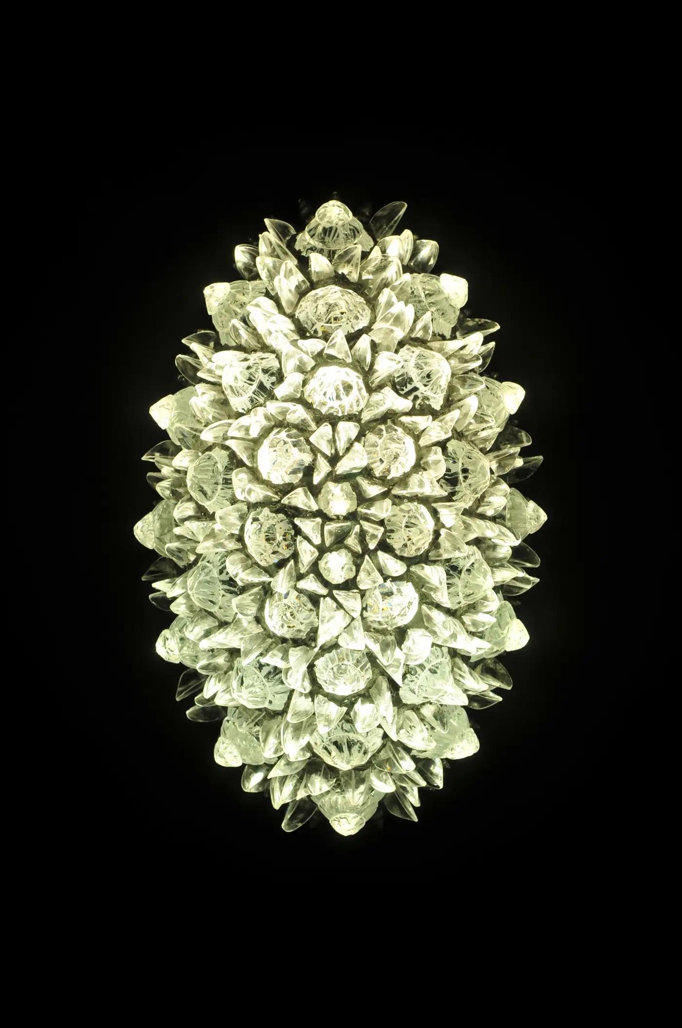 Contemporary Italian Crystal Clear Glass Oval Silver Flush Mount / Sconce In New Condition For Sale In New York, NY