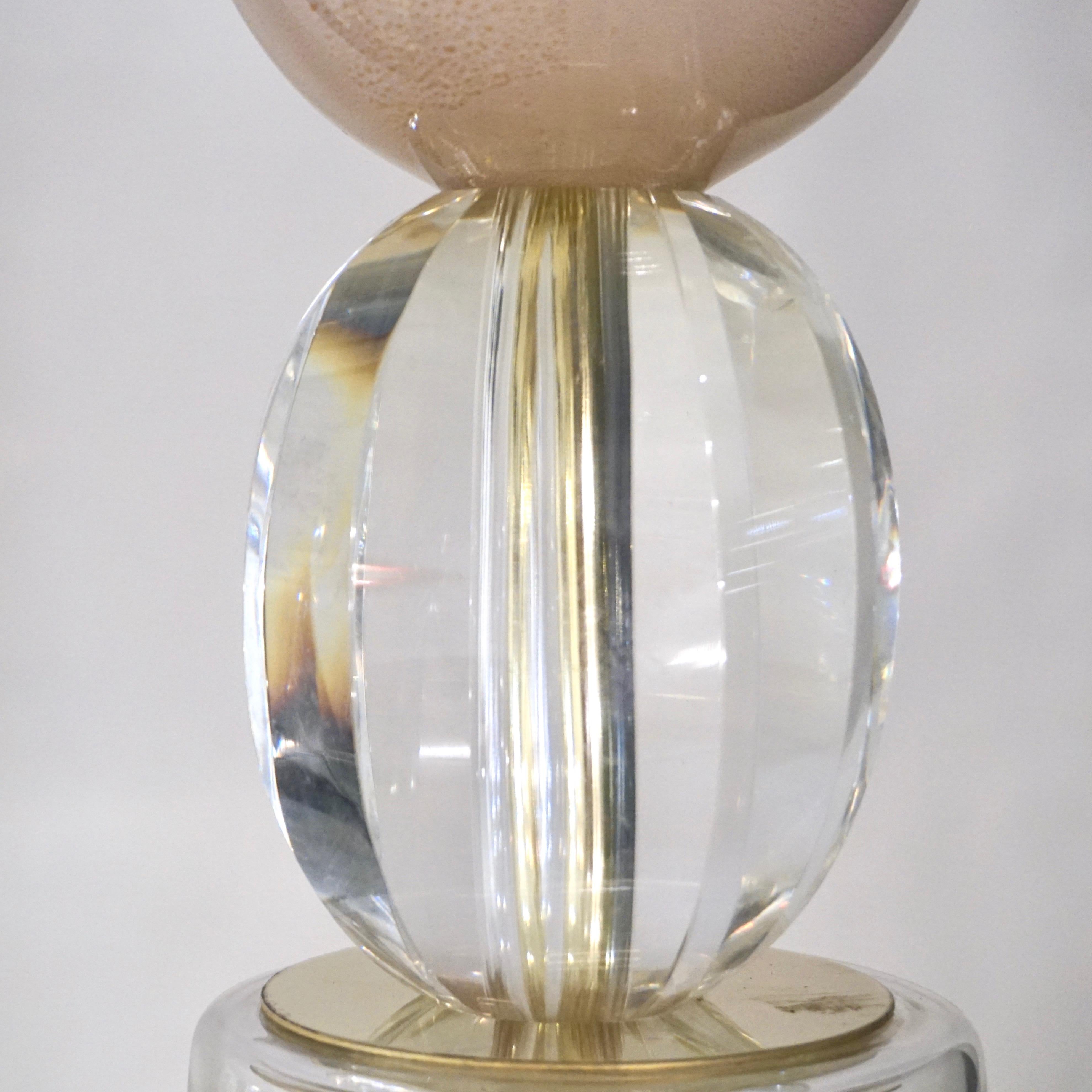 Lámpara Colgante de Cristal Italiano Contemporáneo Rosa y Dorado Crema Blanca de Murano en Nuevo estado para la venta en New York, NY
