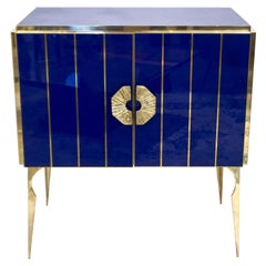 Moderner zeitgenssischer italienischer Schrank/Bar aus knigsblauem Glas im Art-dco-Stil