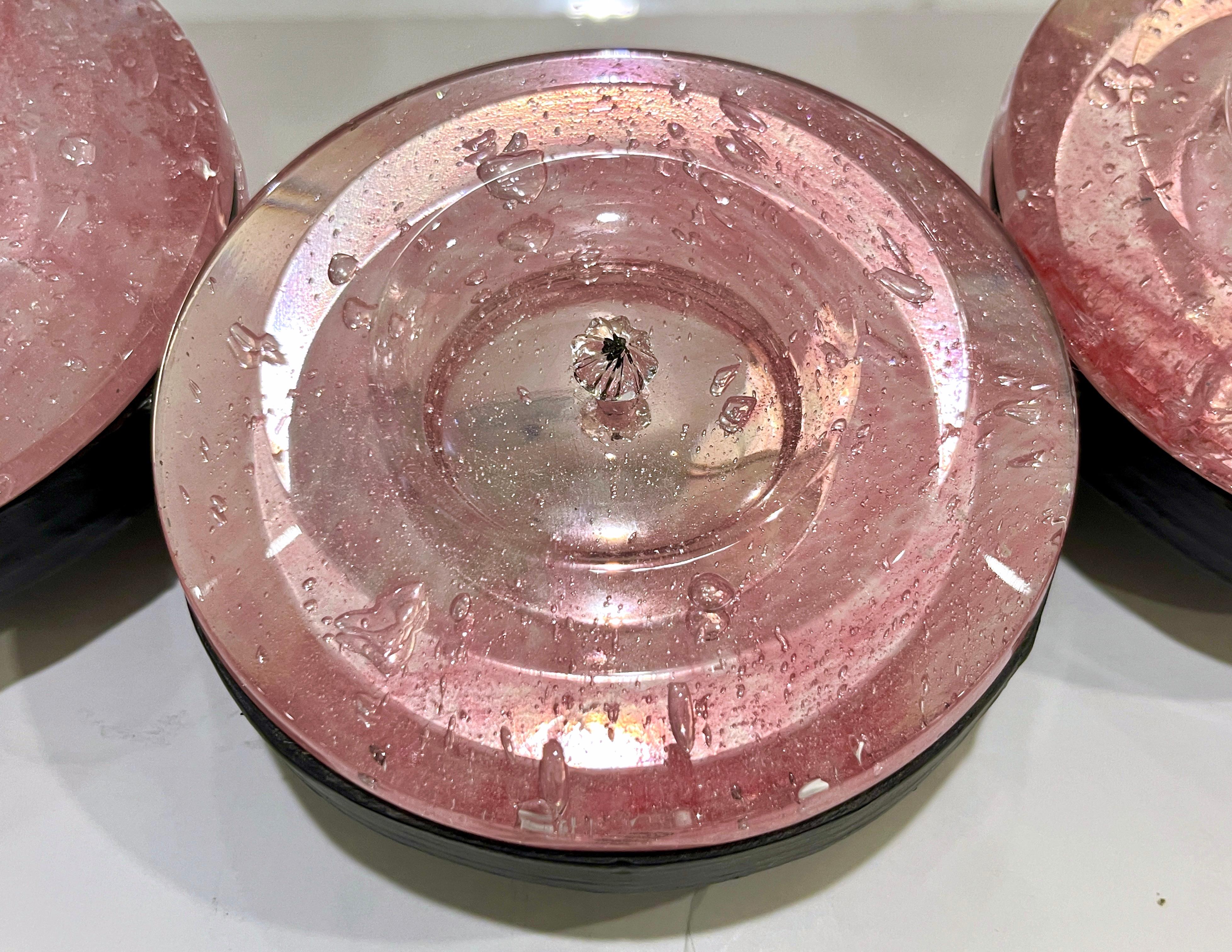 Contemporary Italian Custom Blush Pink Murano Glass Disc Modern Oval Mirror For Sale 9