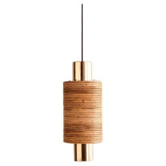 Contemporary Italian Customizable Circular Rattan Brass Pendelleuchte/Chandelier