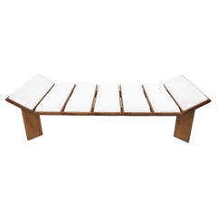 Contemporary Italian Daybed, White Boucle Fabric and Wood