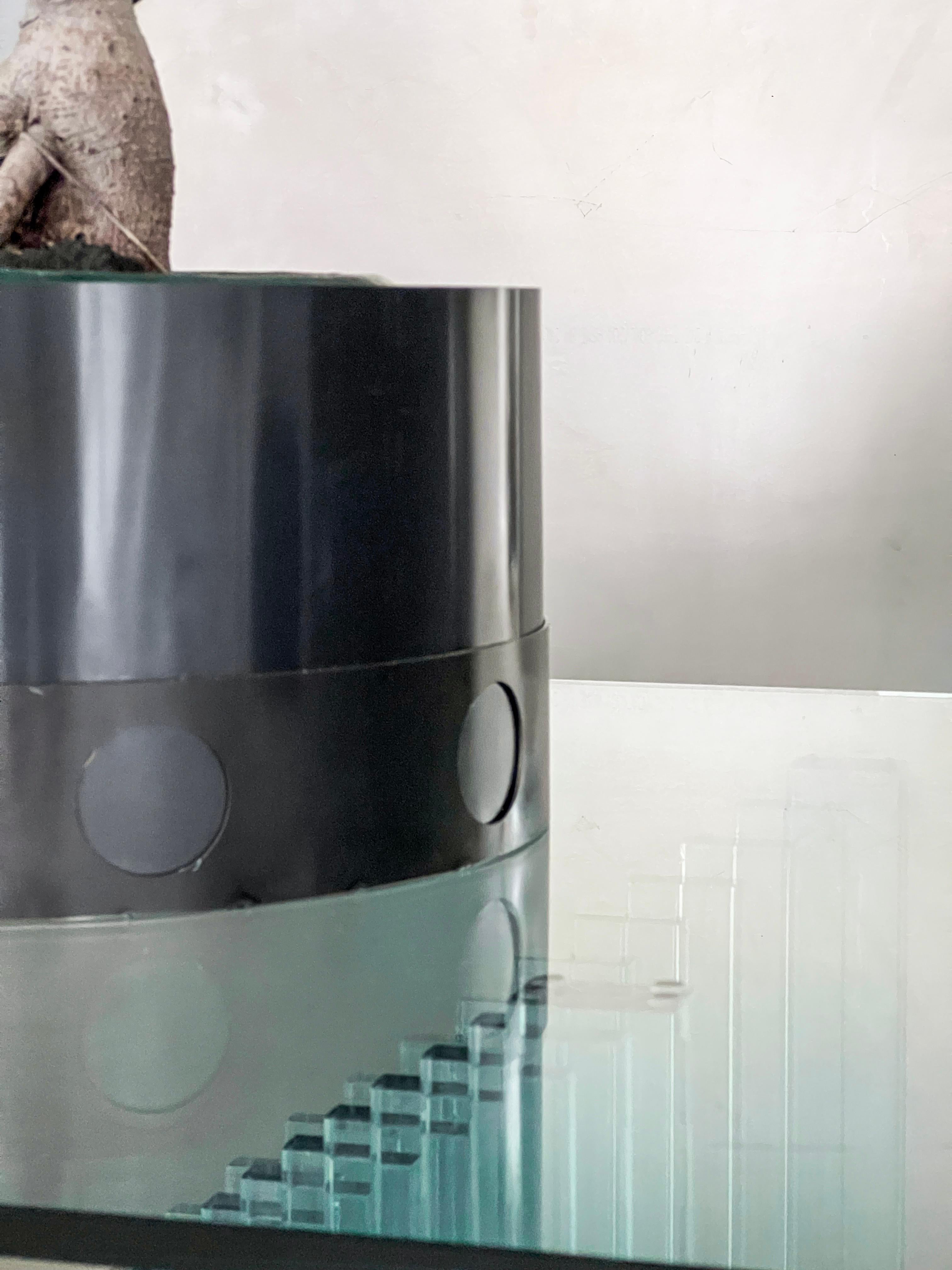 Contemporary Italian Decorative Vase Cover in Burnt Metal, Meccano by Spinzi For Sale 1