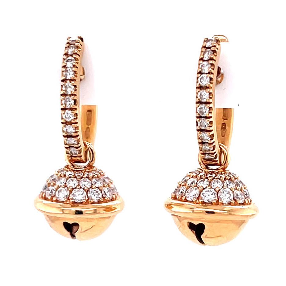Contemporary Italian Diamond 18 Karat Rose Gold Drop Earrings In Excellent Condition In Beverly Hills, CA
