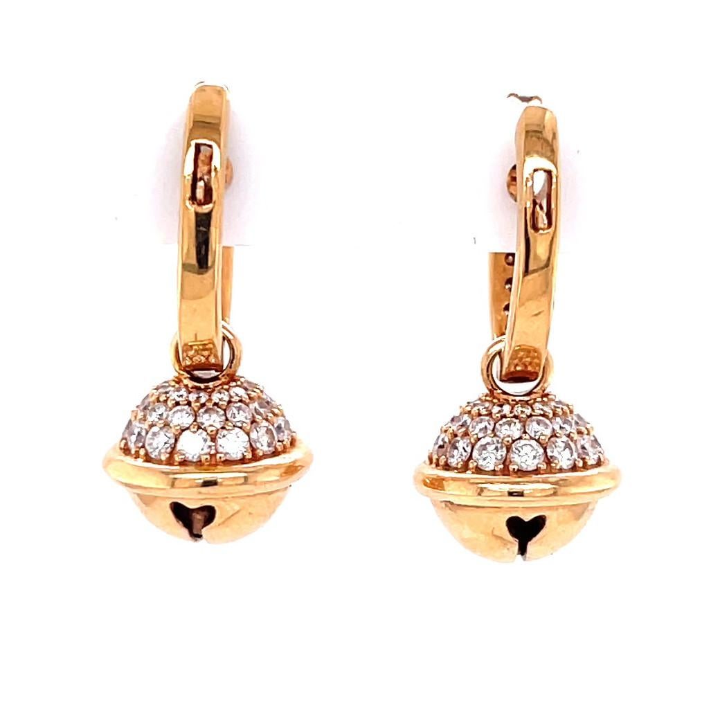 Women's or Men's Contemporary Italian Diamond 18 Karat Rose Gold Drop Earrings