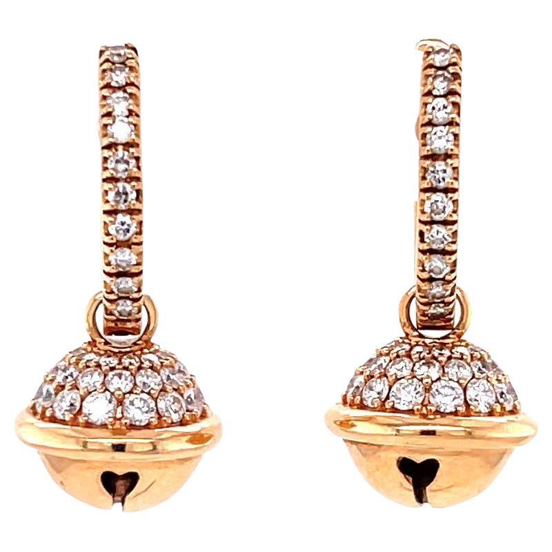 Contemporary Italian Diamond 18 Karat Rose Gold Drop Earrings
