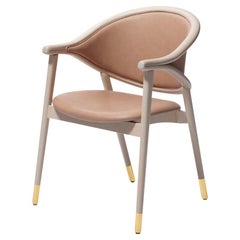Contemporary Italian Dining Chair Upholstered in Leather