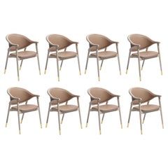 Contemporary Italian Dining Chairs Upholstered in Leather, Set of 8