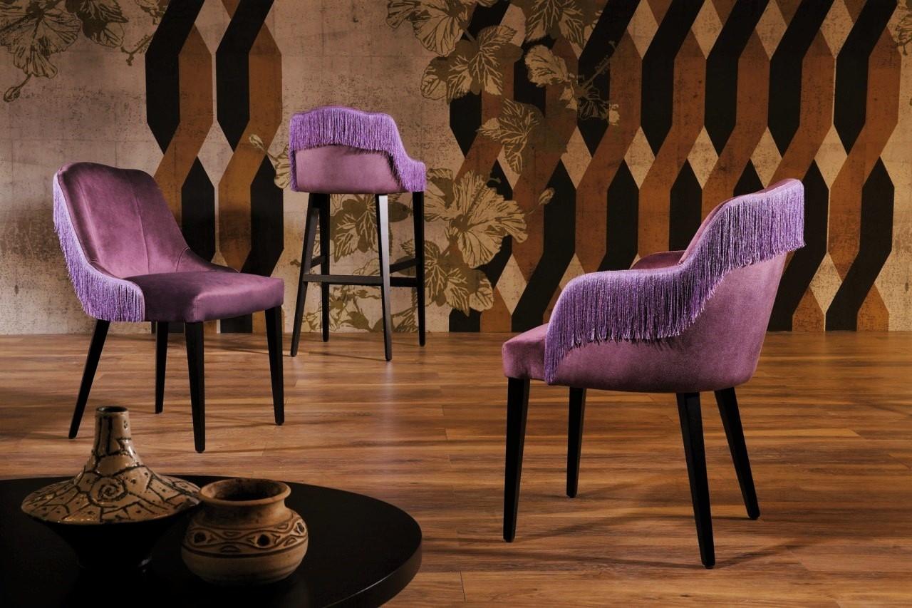 Set of 6 Contemporary Italian Upholstered Dining Chairs with Fringes In New Condition In New York, NY