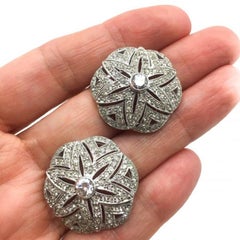 Vintage Italian Sterling Silver & Paste Flower Earrings