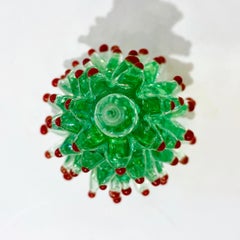 Contemporary Italian Emerald Green Red Murano Glass Christmas Tree Sculpture