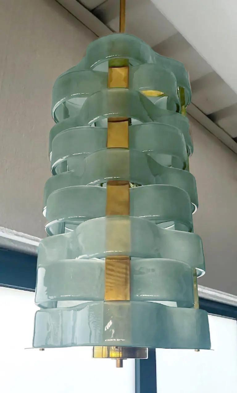 Ciondolo italiano personalizzabile contemporaneo Fontana Arte Acqua in vetro di Murano in ottone in vendita 1