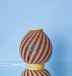 Contemporary Italian Francesco Fasano Perforated Red and Yellow Table Lamp