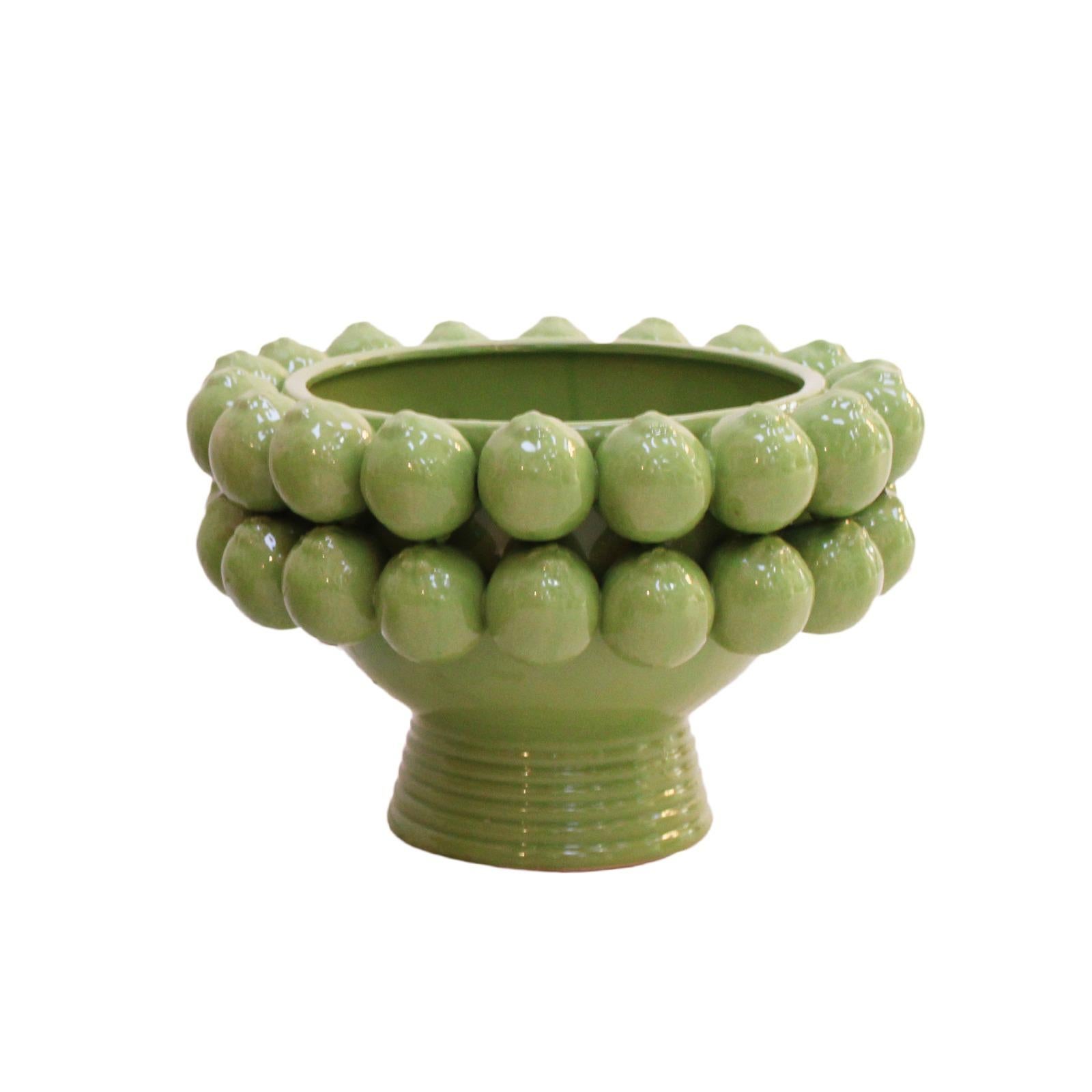 Contemporary Italian Fruit Bowl, Ceramic Vase with Fruit Motifs For Sale 1