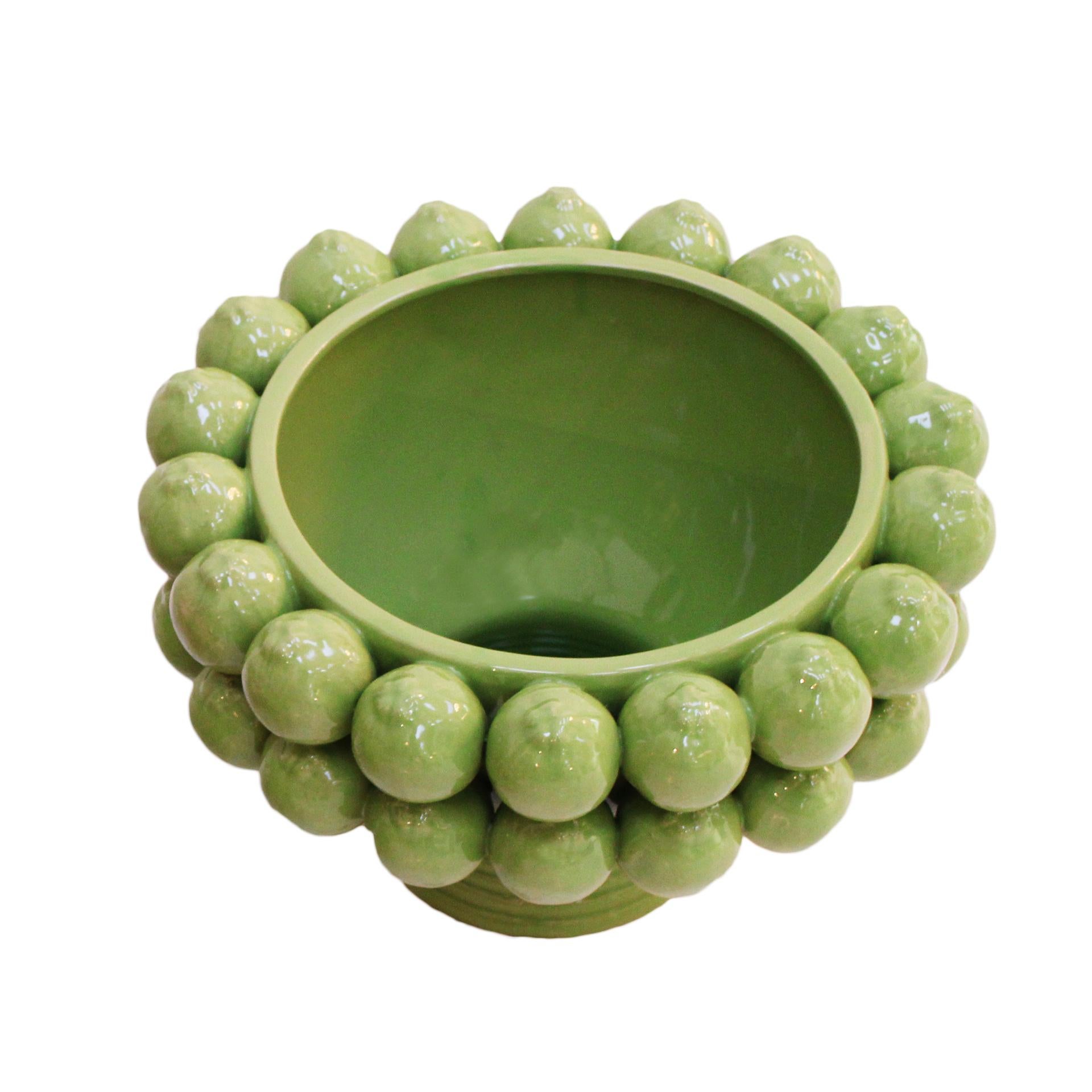 Contemporary Italian Fruit Bowl, Ceramic Vase with Fruit Motifs For Sale 1