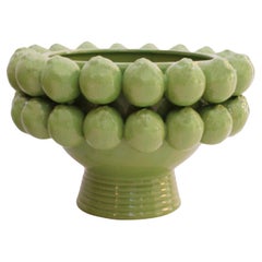 Contemporary Italian Fruit Bowl, Ceramic Vase with Fruit Motifs
