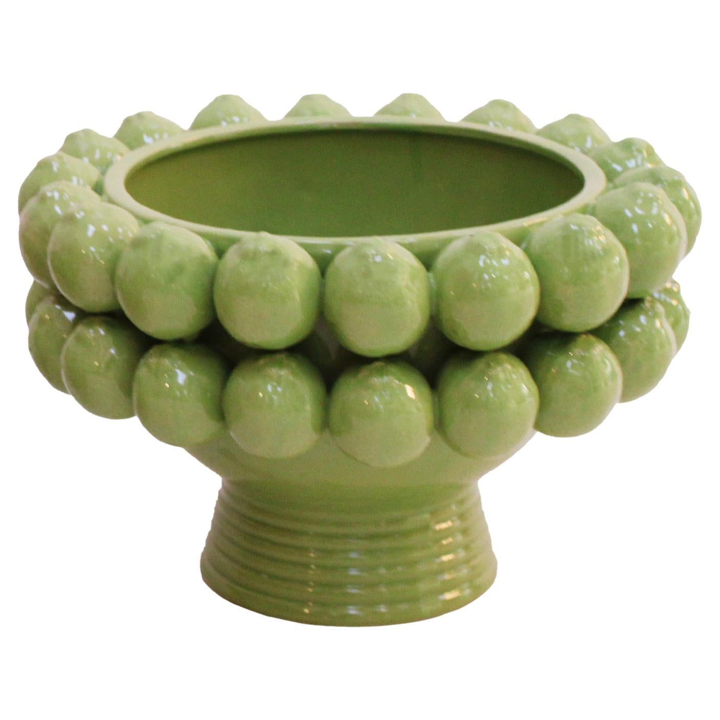 Contemporary Italian Fruit Bowl, Keramikvase mit Fruchtmotiven