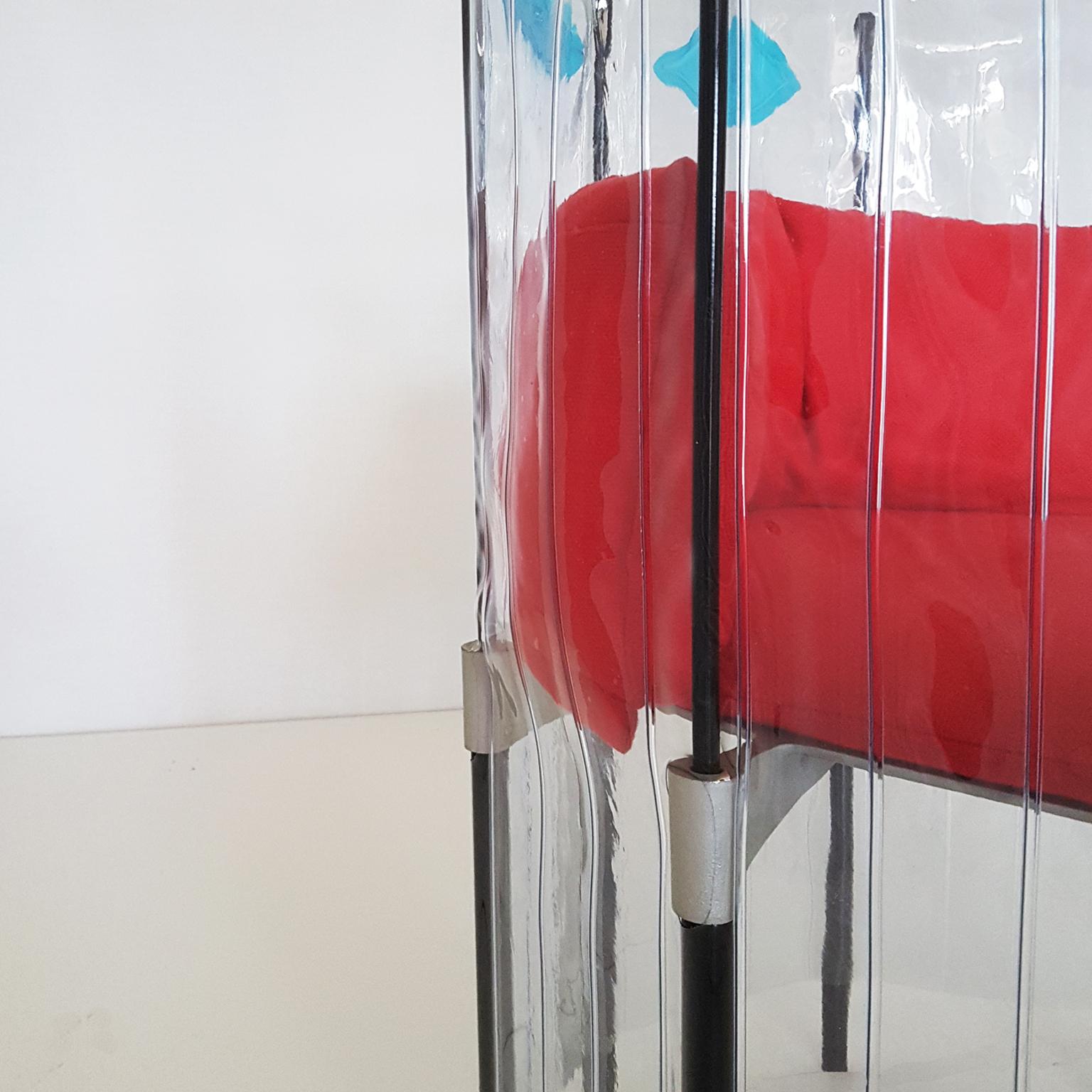 Contemporary Italian Gaetano Pesce Aluminium Structure Armchair with Red Seat 8