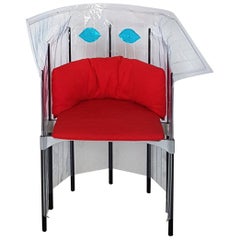 Contemporary Italian Gaetano Pesce Aluminium Structure Armchair with Red Seat