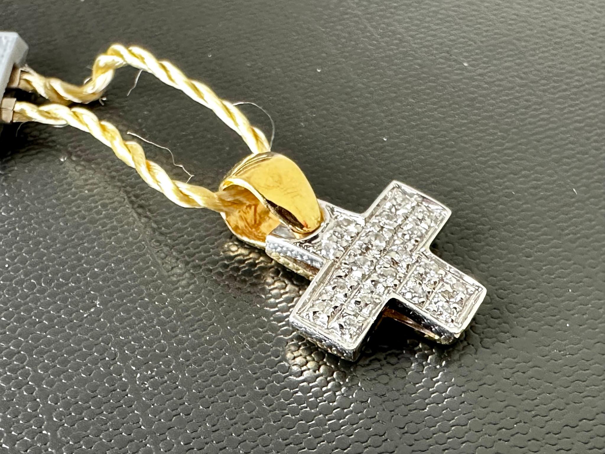 Women's or Men's Contemporary Italian Gold Cross with Diamonds For Sale