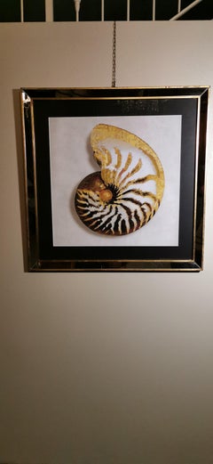Zeitgenössischer italienischer goldener Muscheldruck, Rahmen aus vergoldetem Holz mit Spiegel '2 von 4'