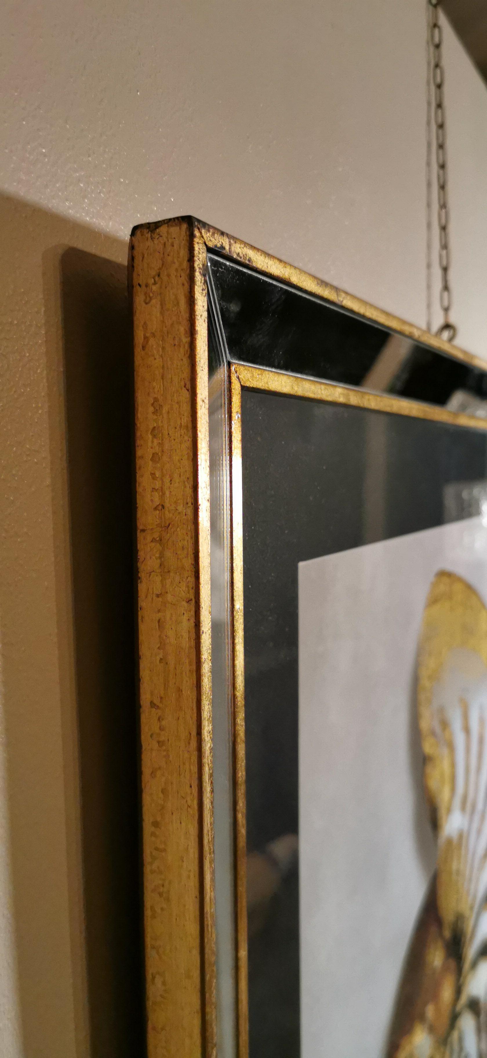 Contemporary Italian Golden Shell Print, Gilded Wood Frame with Mirror '2 of 4' For Sale 1