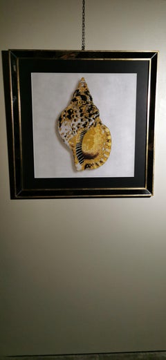 Contemporary Italian Golden Shell Print, Gilded Wood Frame with Mirror '3 of 4'