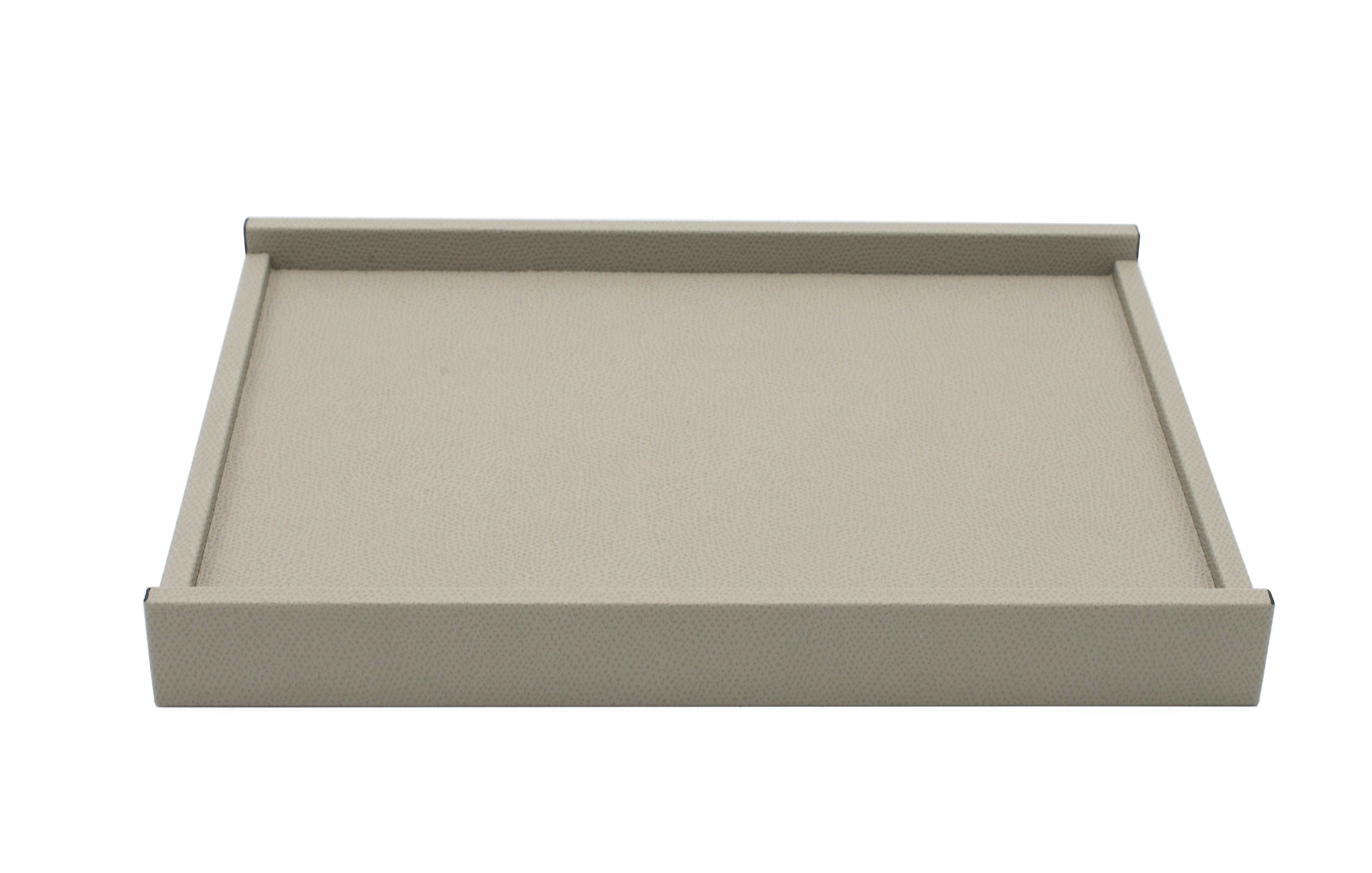 Contemporary Italian Gray Leather Valet Tray In Good Condition For Sale In New York, NY