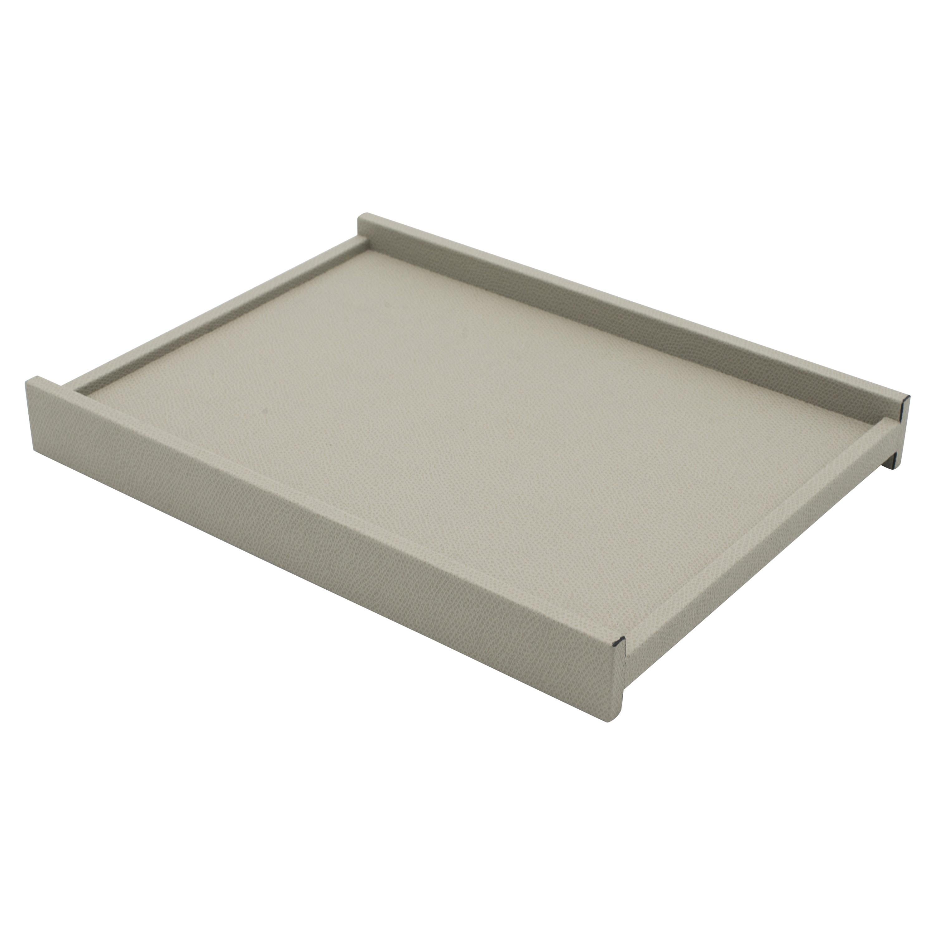 Contemporary Italian Gray Leather Valet Tray For Sale