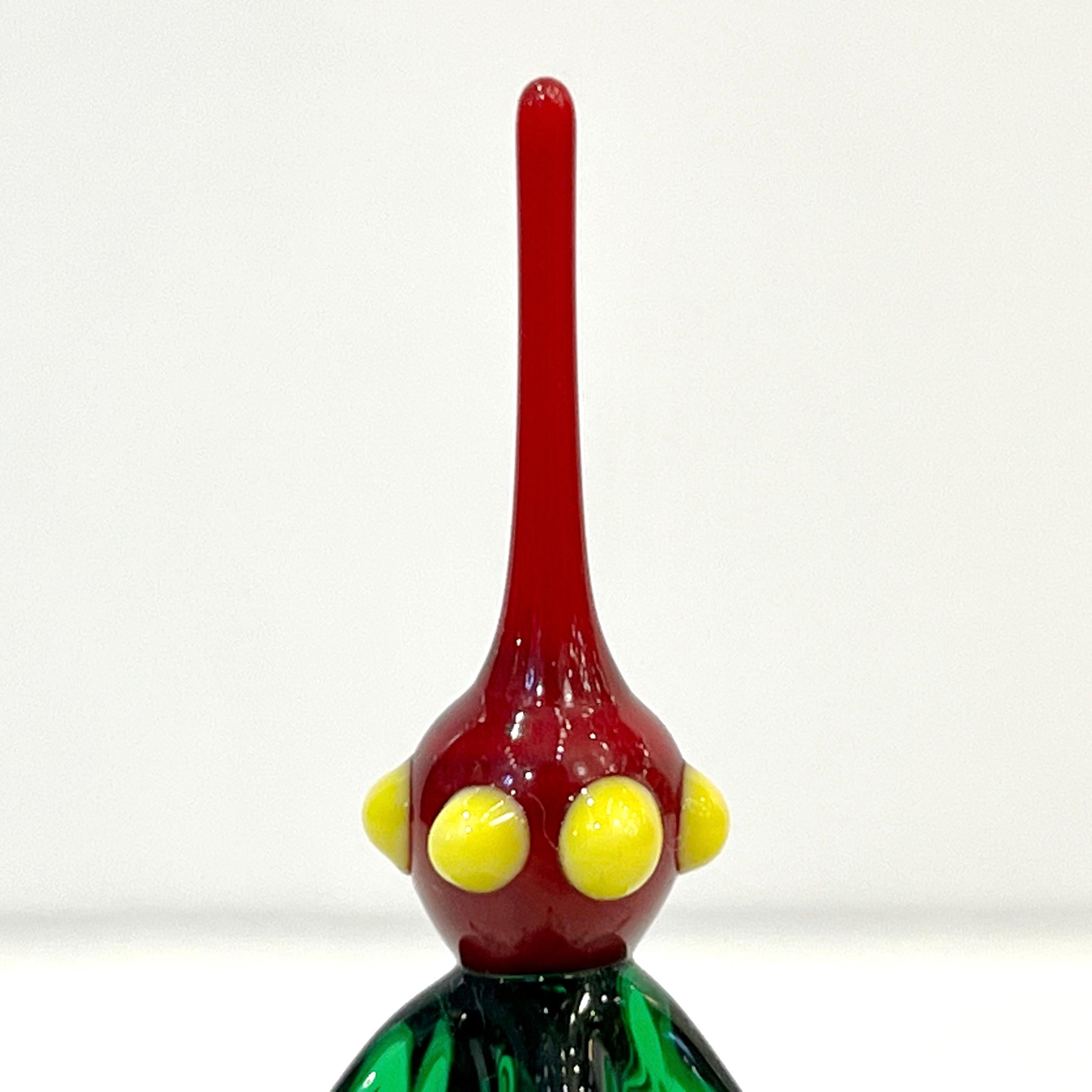 Organic Modern Contemporary Italian Green Murano Glass Christmas Tree Sculpture with ornaments