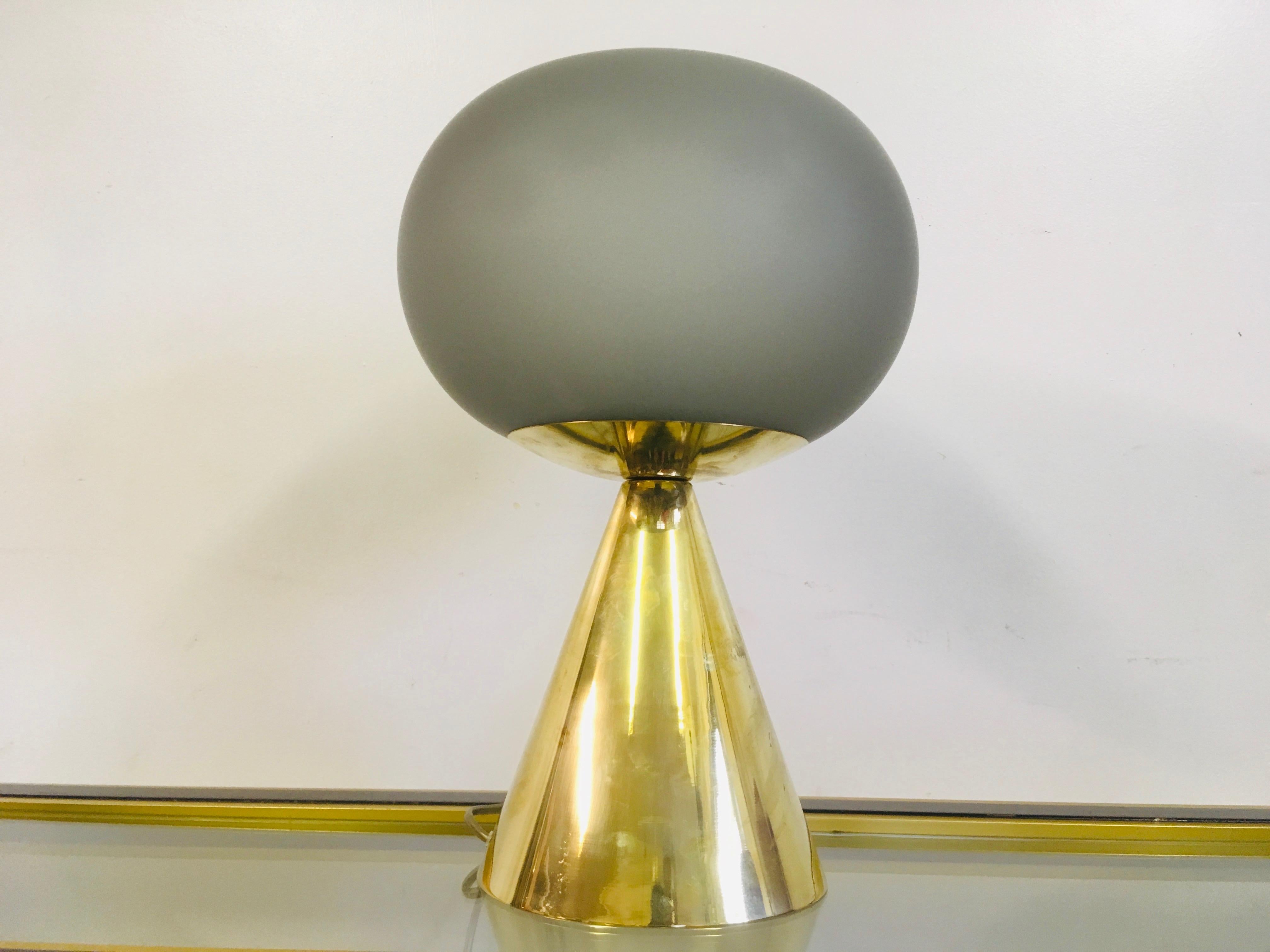 Contemporary Italian Grey Glass and Brass Table Lamp In New Condition For Sale In London, London