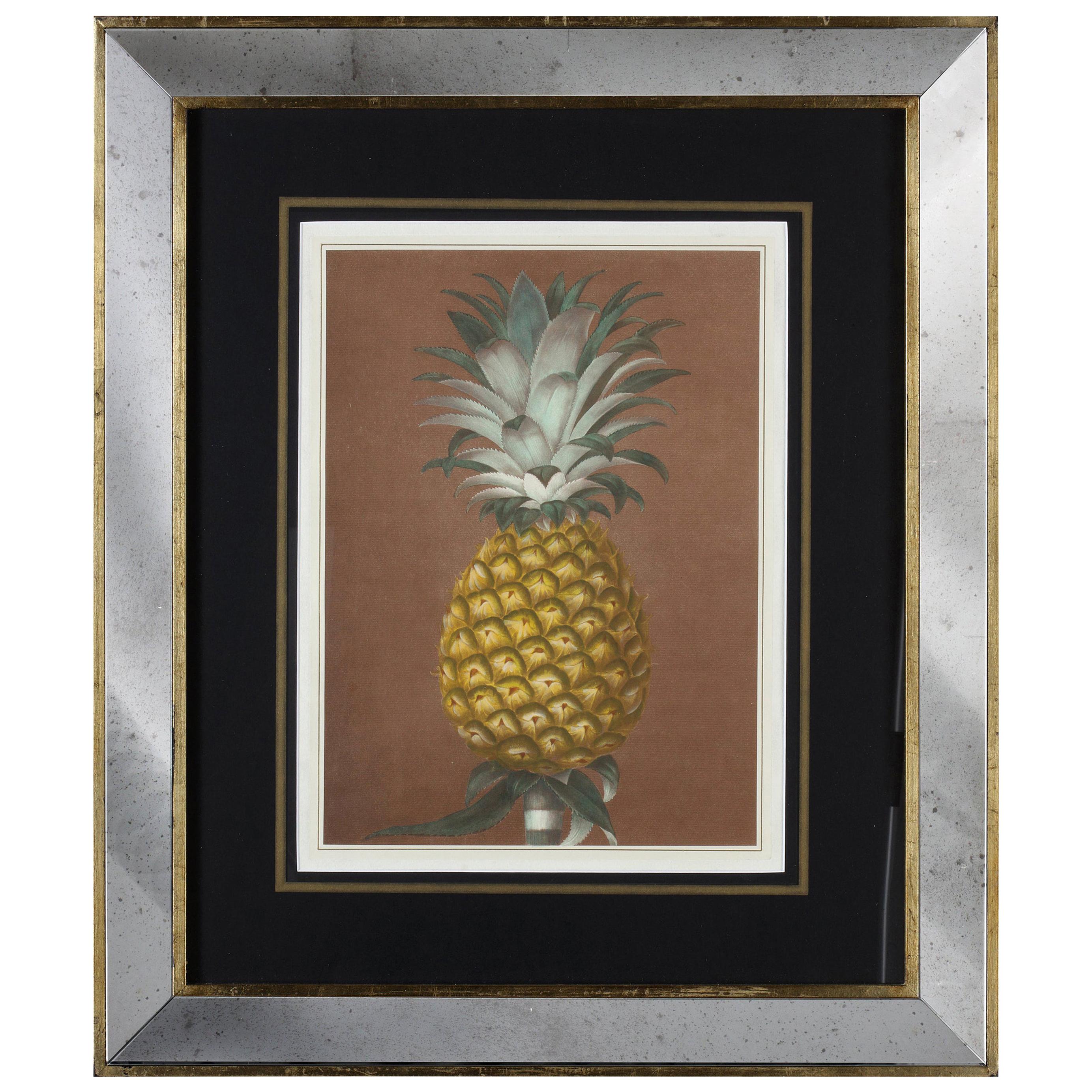 Contemporary Italian Hand Colored Print with Gold Leaf and Mirror Frame Set of 2