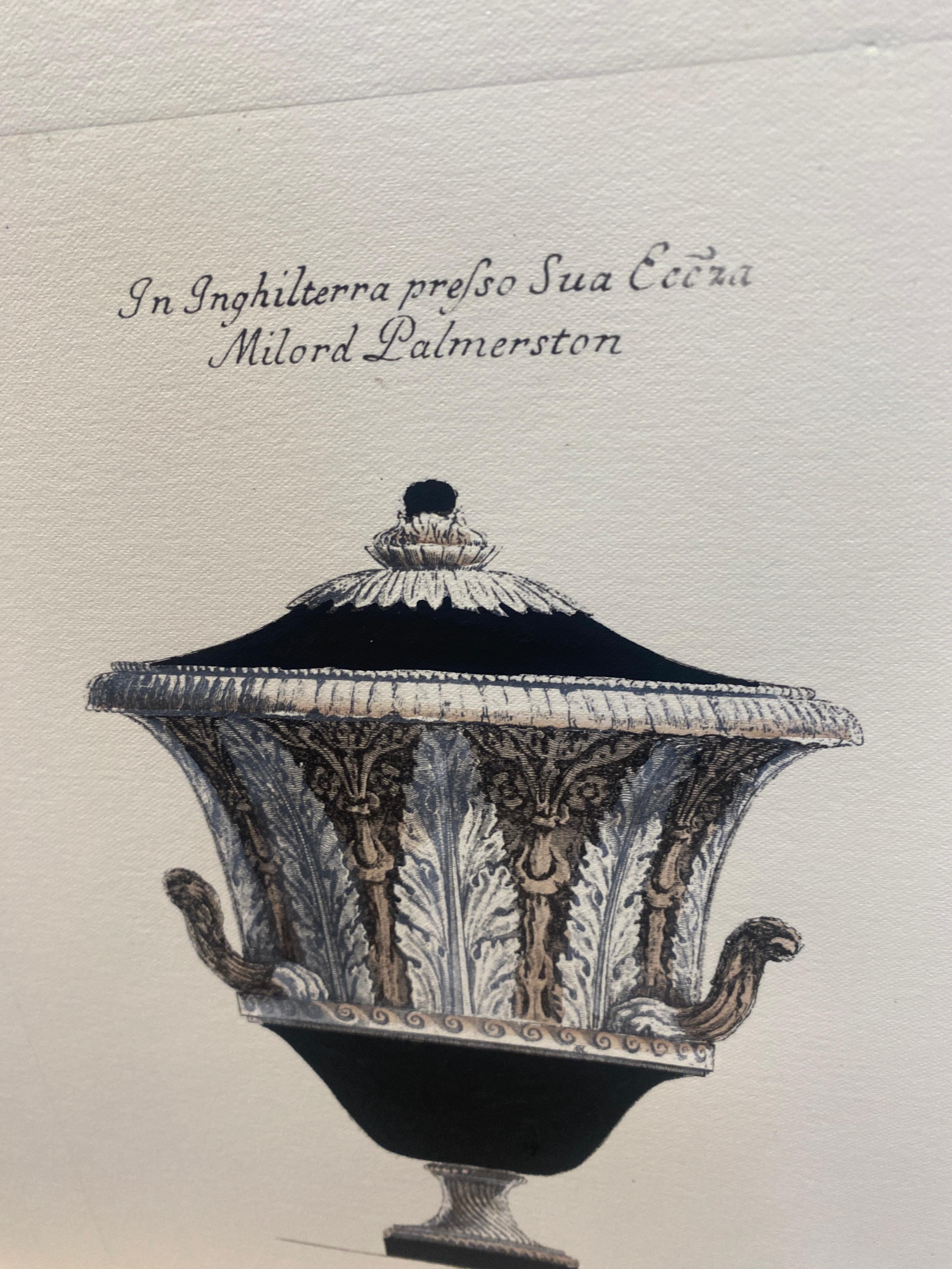 Contemporary Italian Hand Coloured Antique English Mansions Vase Print 2 of 5 (21. Jahrhundert und zeitgenössisch) im Angebot