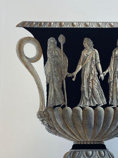 Stampa contemporanea di un vaso romano antico colorato a mano "in S.Agostino".