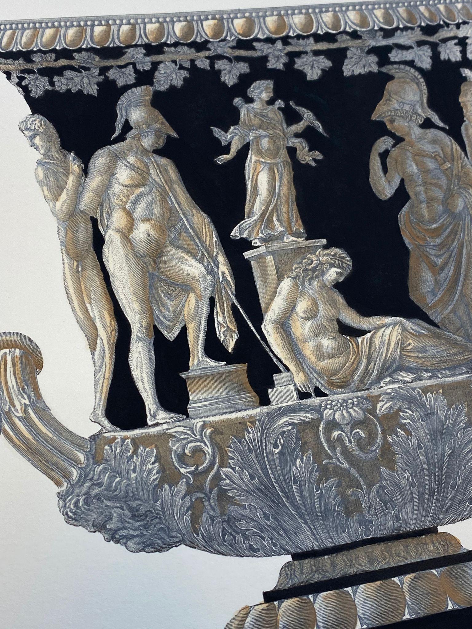 Vase romain ancien italien contemporain coloré à la main imprimé « in Villa Mattei » Neuf - En vente à Scandicci, Florence