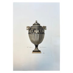 Contemporary Italian Hand Coloured Antique Roman Vase Print " Museo Clementino"