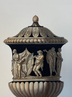 Stampa contemporanea di un vaso romano colorato a mano "in Villa Giustiniani".