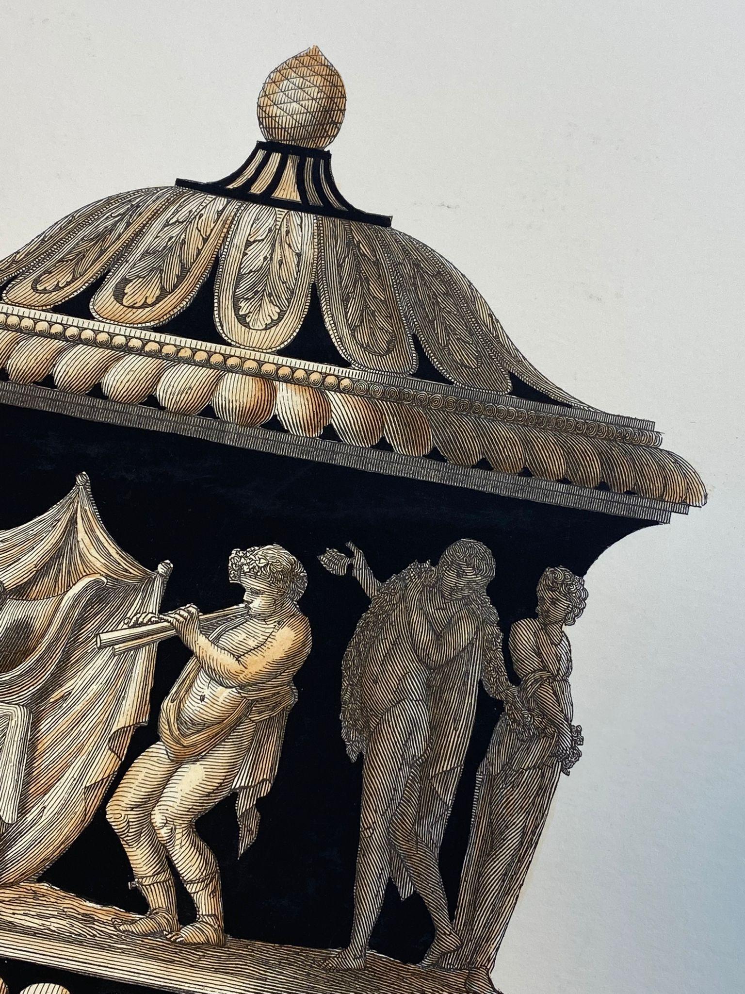 Fait main Vase romain contemporain italien coloré à la main imprimé « » en Villa Giustiniani en vente