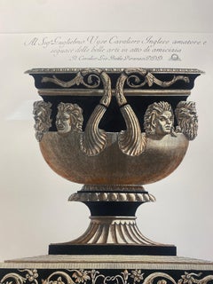Contemporary Italian Hand Coloured Vase Print in Villa Lante G.B Piranesi 1 of 2