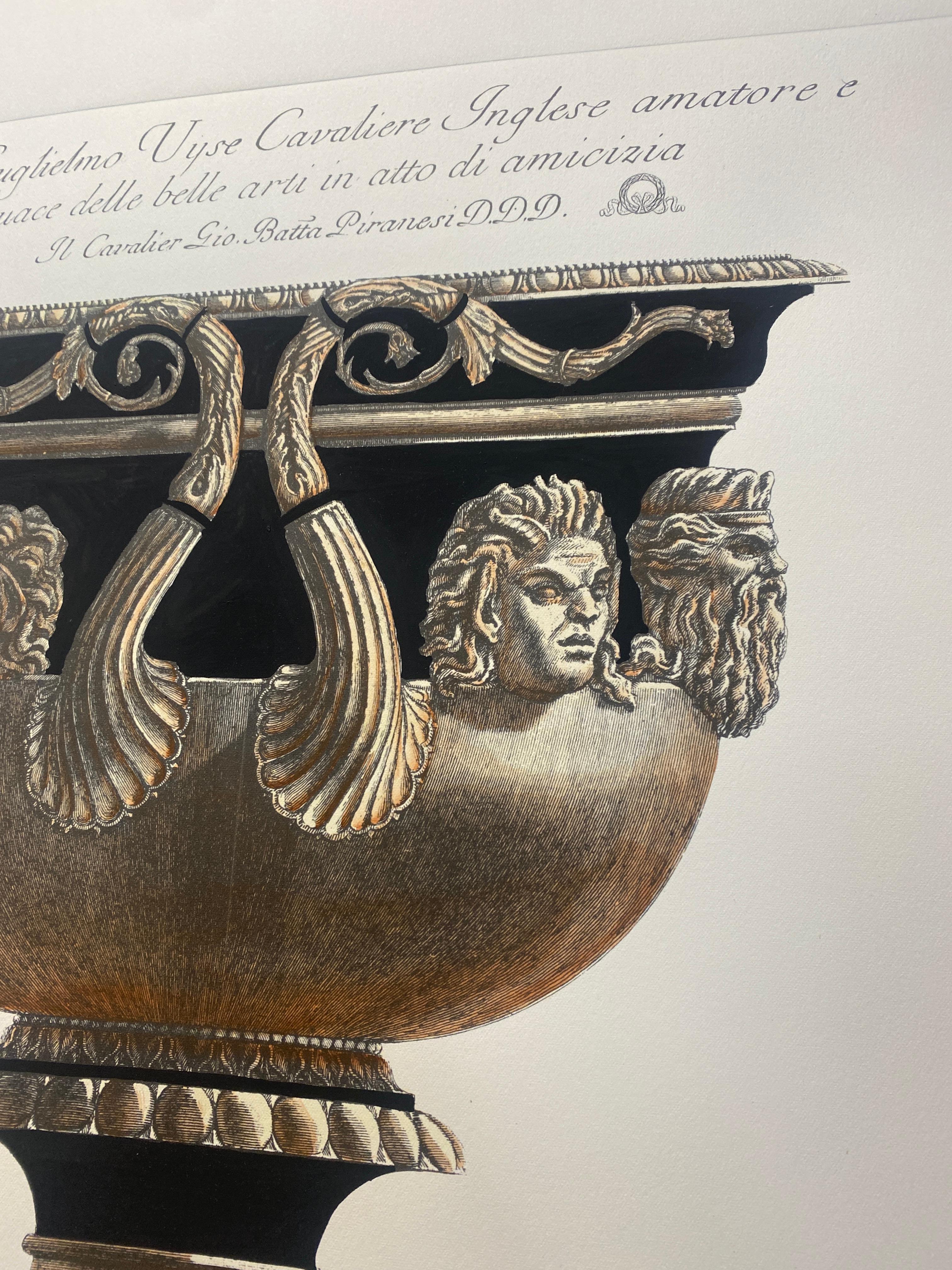 Contemporary Italian Hand Coloured Vase Print in Villa Lante G.B Piranesi 1 von 2 (21. Jahrhundert und zeitgenössisch) im Angebot